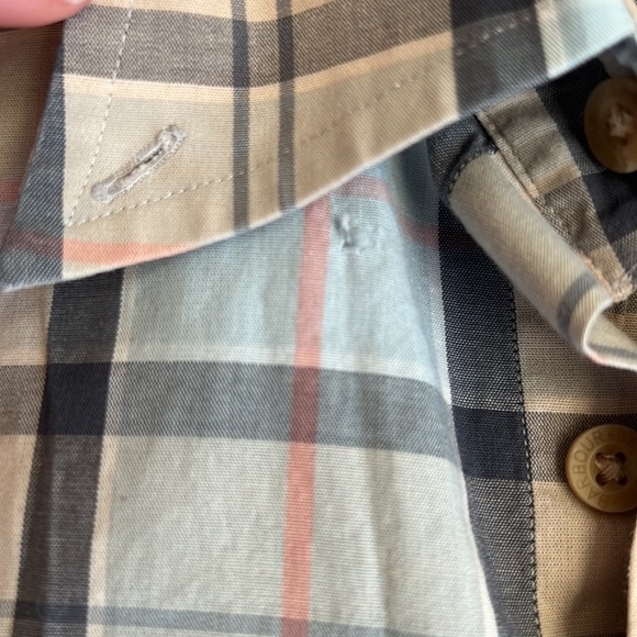 Barbour Heritage Button Down Tailored Long Sleeve Shirt Light Blue Tan Plaid - Picture 6 of 9
